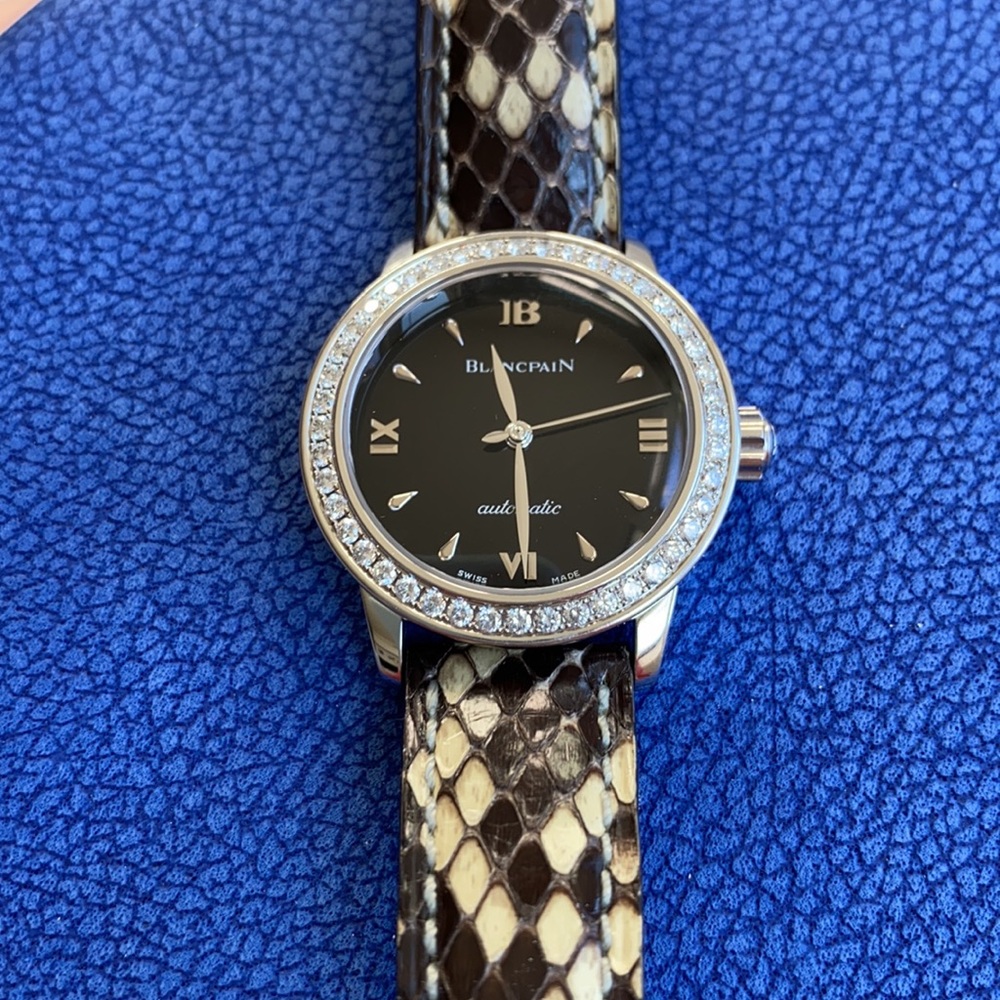 Vintage Blancpain Villeret Black Dial Diamond Watch